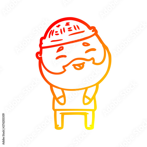 warm gradient line drawing cartoon happy bearded man
