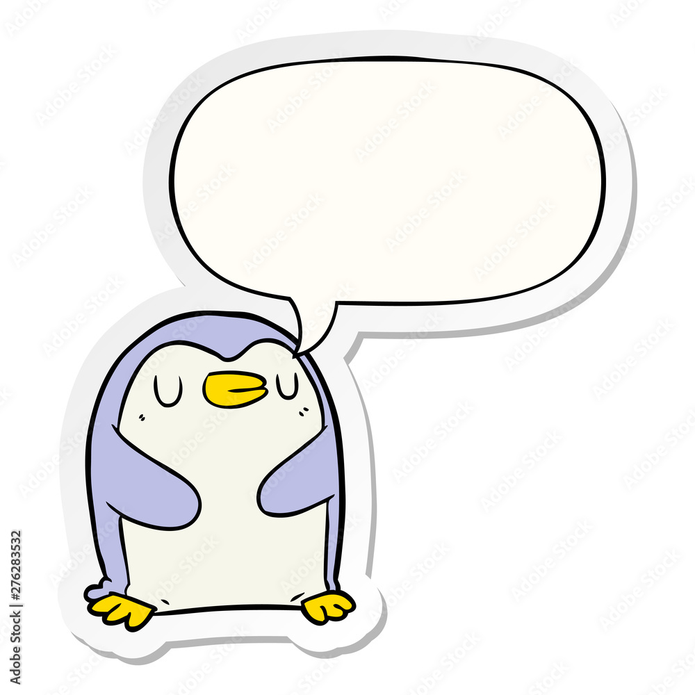 cartoon penguin and speech bubble sticker cartoon penguin and speech bubble sticker