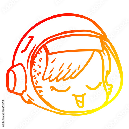 warm gradient line drawing cartoon astronaut face