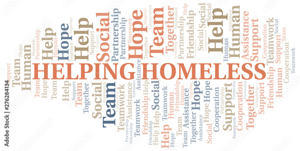 Fototapeta premium Helping Homeless word cloud. Vector made with text only.