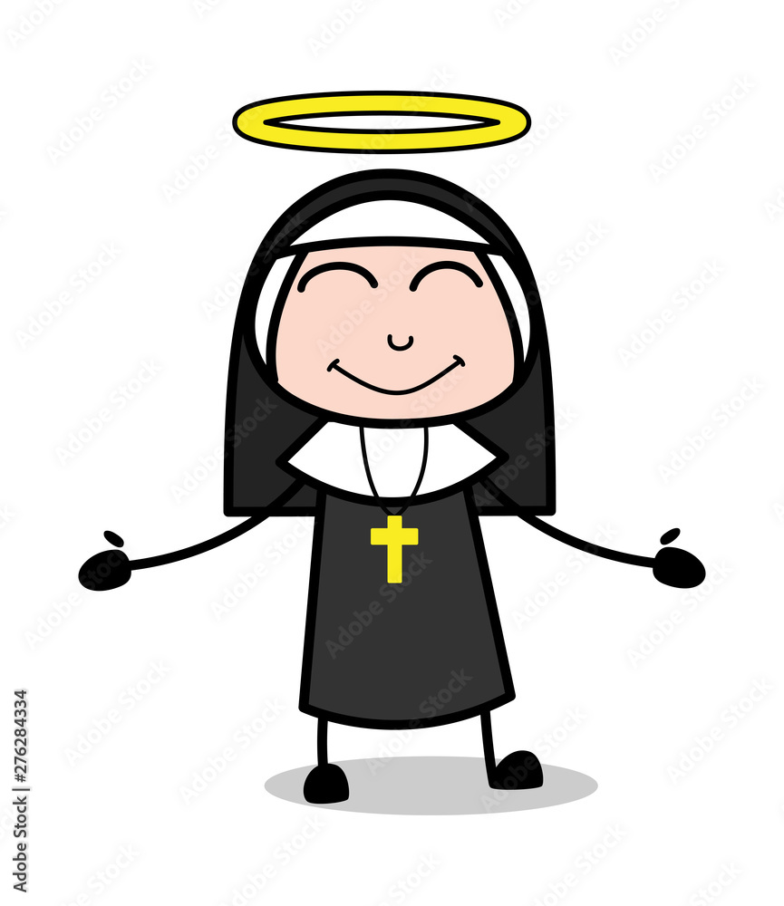 Feeling Positive - Cartoon Nun Lady Vector Illustration Feeling Positive - Cartoon Nun Lady Vector Illustration