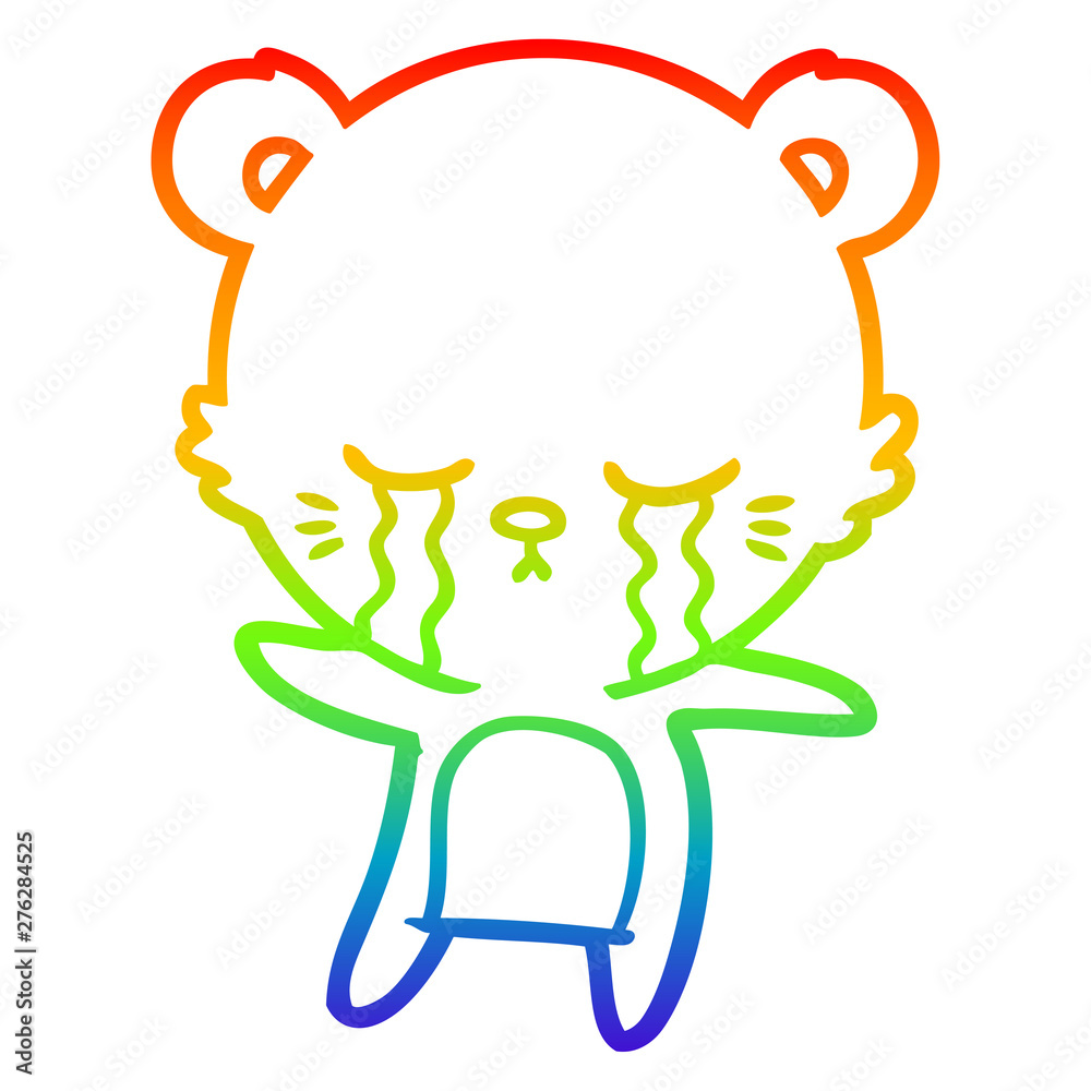 rainbow gradient line drawing crying cartoon polarbear rainbow gradient line drawing crying cartoon polarbear