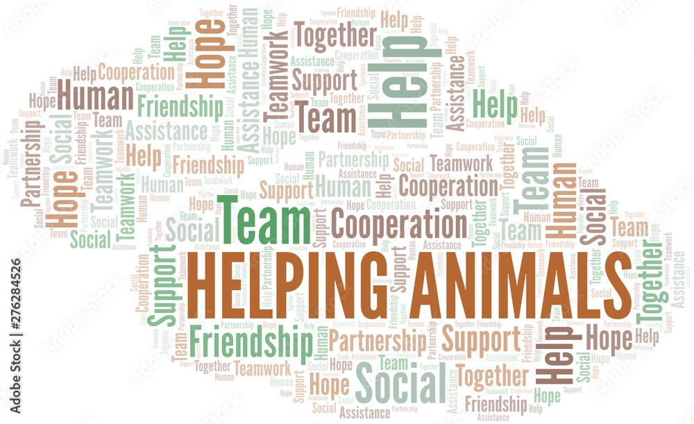 Fototapeta premium Helping Animals word cloud. Vector made with text only.