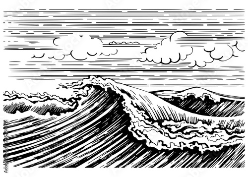 Storm sea wave