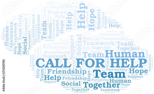 Call For Help word cloud. Vector made with text only.