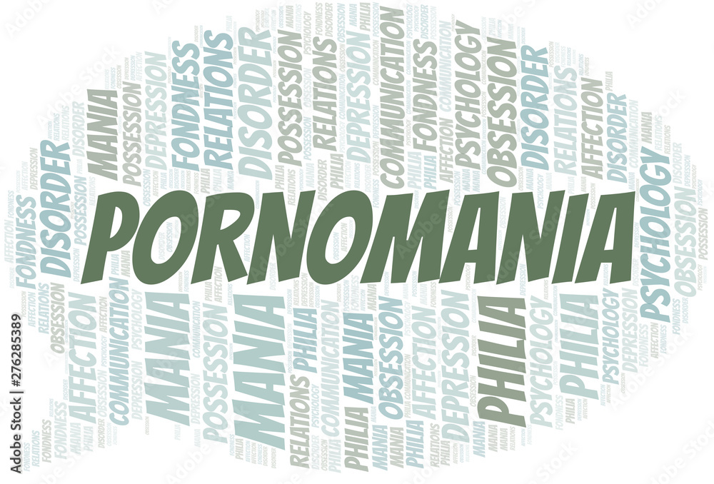 Obraz premium Pornomania word cloud. Type of mania, made with text only.