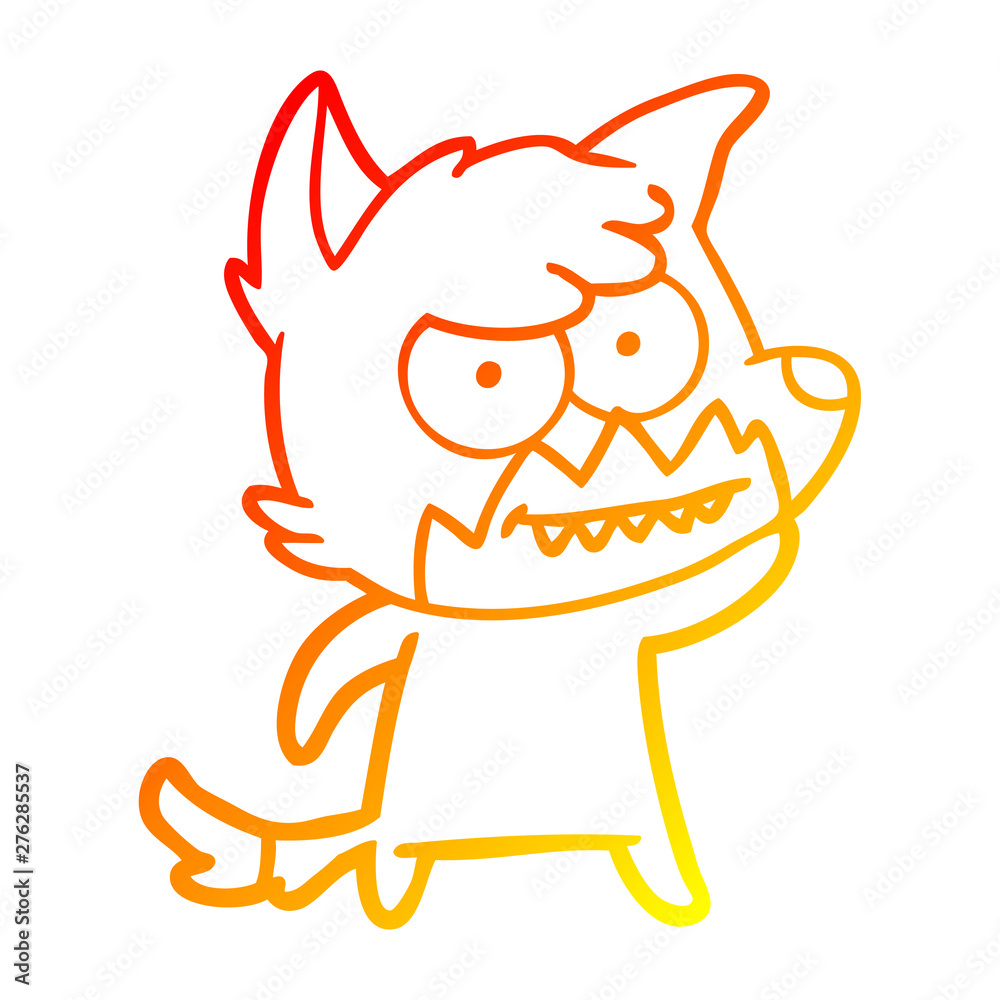 warm gradient line drawing cartoon grinning fox warm gradient line drawing cartoon grinning fox