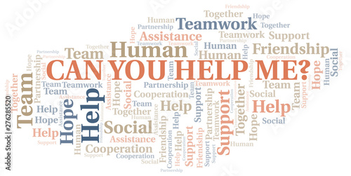 Can You Help Me_ word cloud. Vector made with text only.