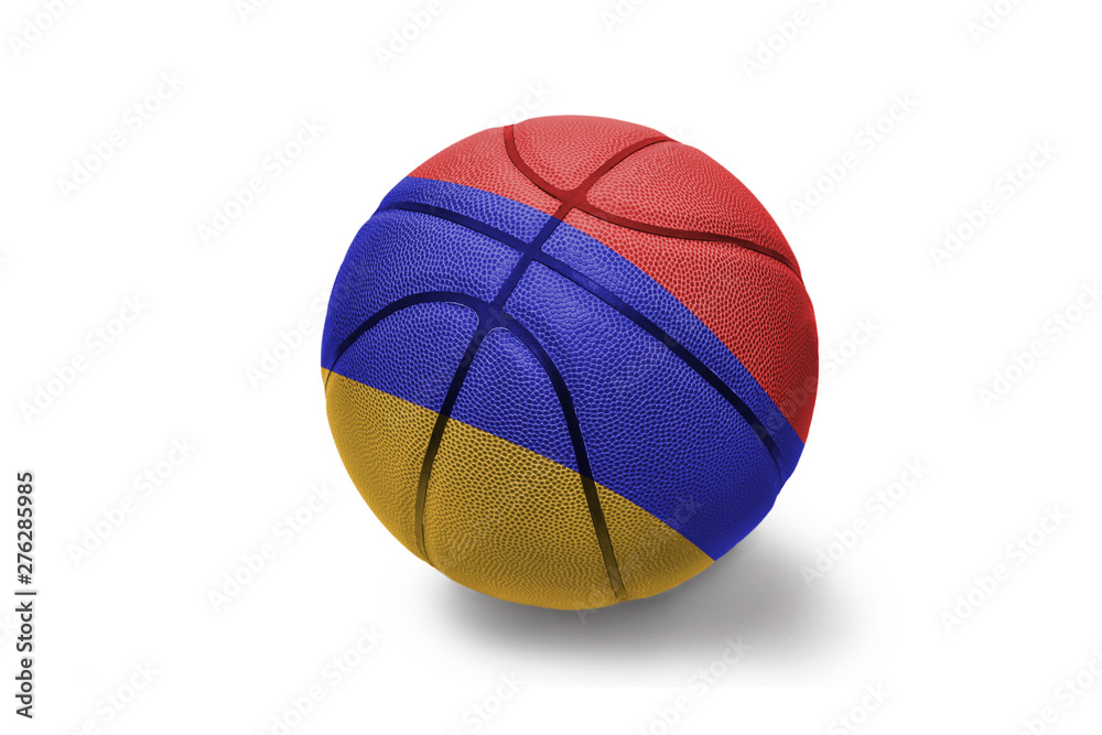 basketball ball with the national flag of armenia on the white background
