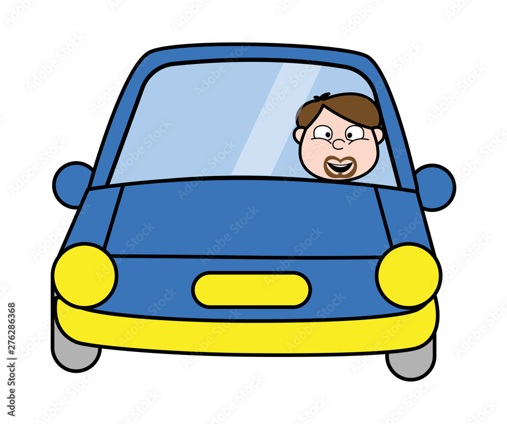 Driving Car - Cartoon Priest Monk Vector Illustration Stock Vector | Adobe  Stock