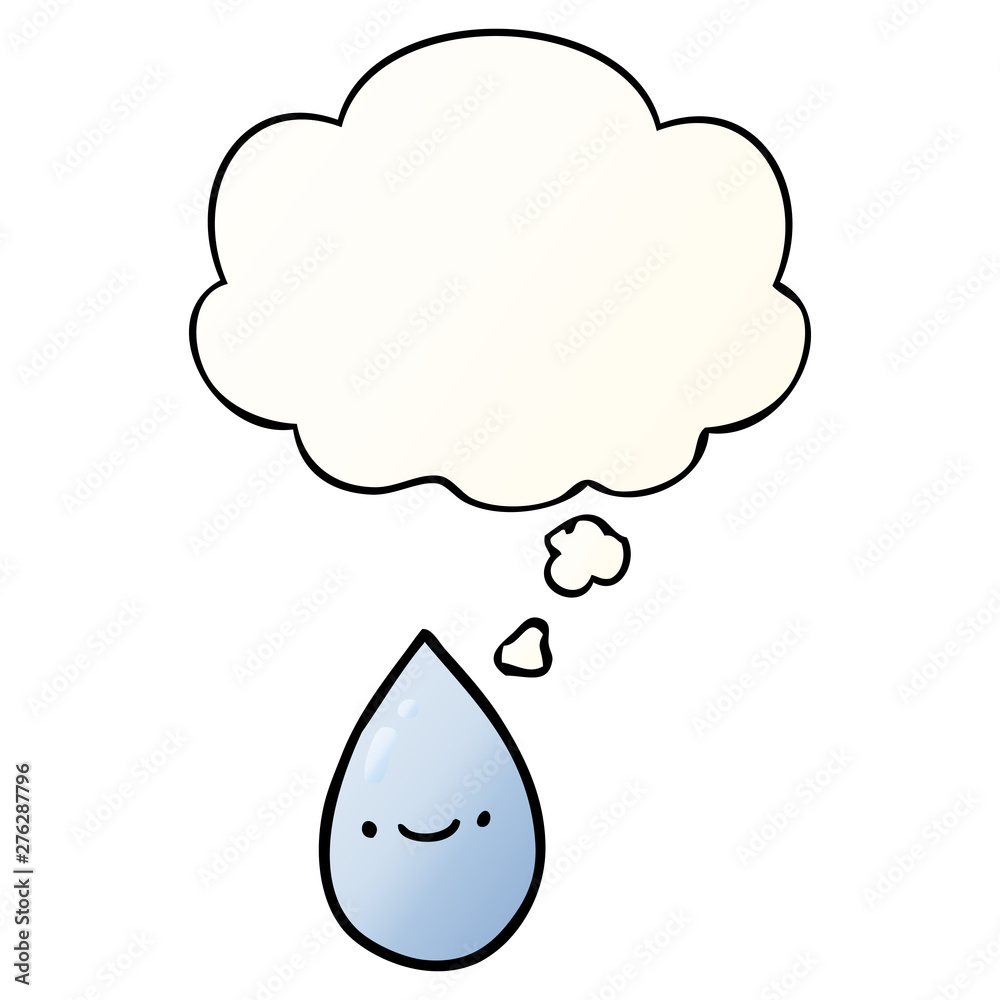 cartoon raindrop and thought bubble in smooth gradient style cartoon raindrop and thought bubble in smooth gradient style