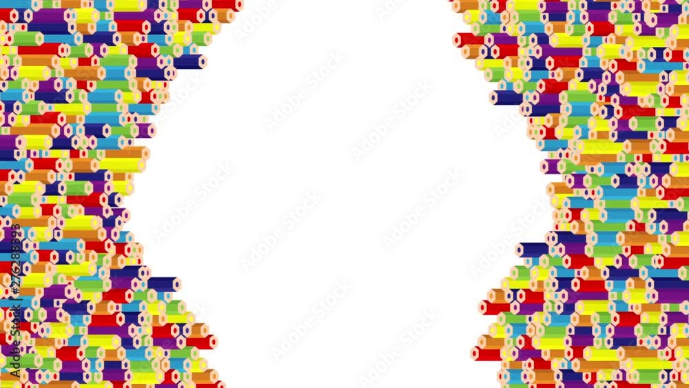 Pencil bar 3D virtual isometric shuffle wave pattern, Education or business stationery concept design illustration on white background seamless looping animation 4K, with copy space Pencil bar 3D virtual isometric shuffle wave pattern, Education or business stationery concept design illustration on white background seamless looping animation 4K, with copy space