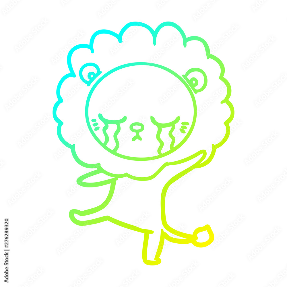 cold gradient line drawing crying cartoon lion cold gradient line drawing crying cartoon lion