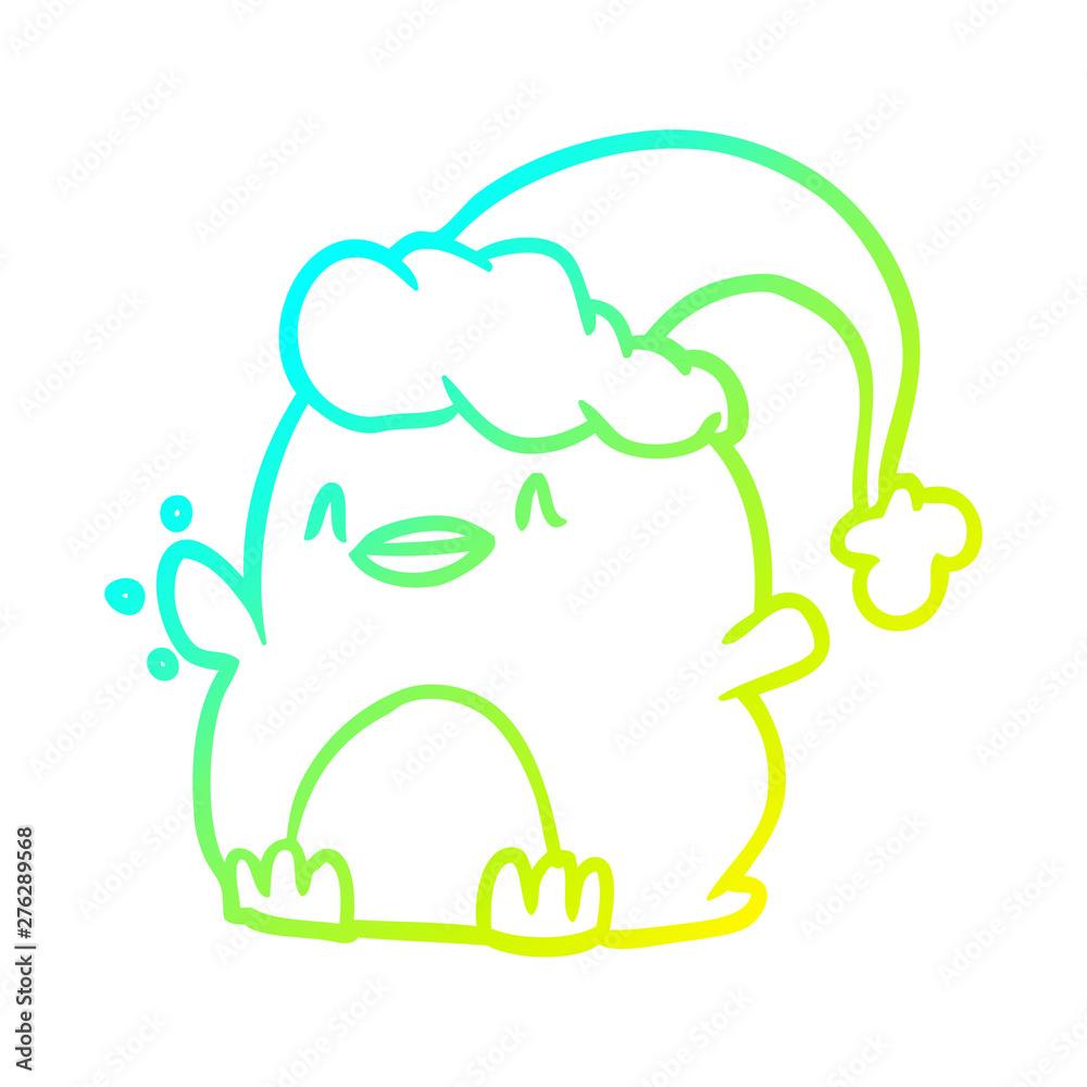 cold gradient line drawing penguin wearing christmas hat cold gradient line drawing penguin wearing christmas hat