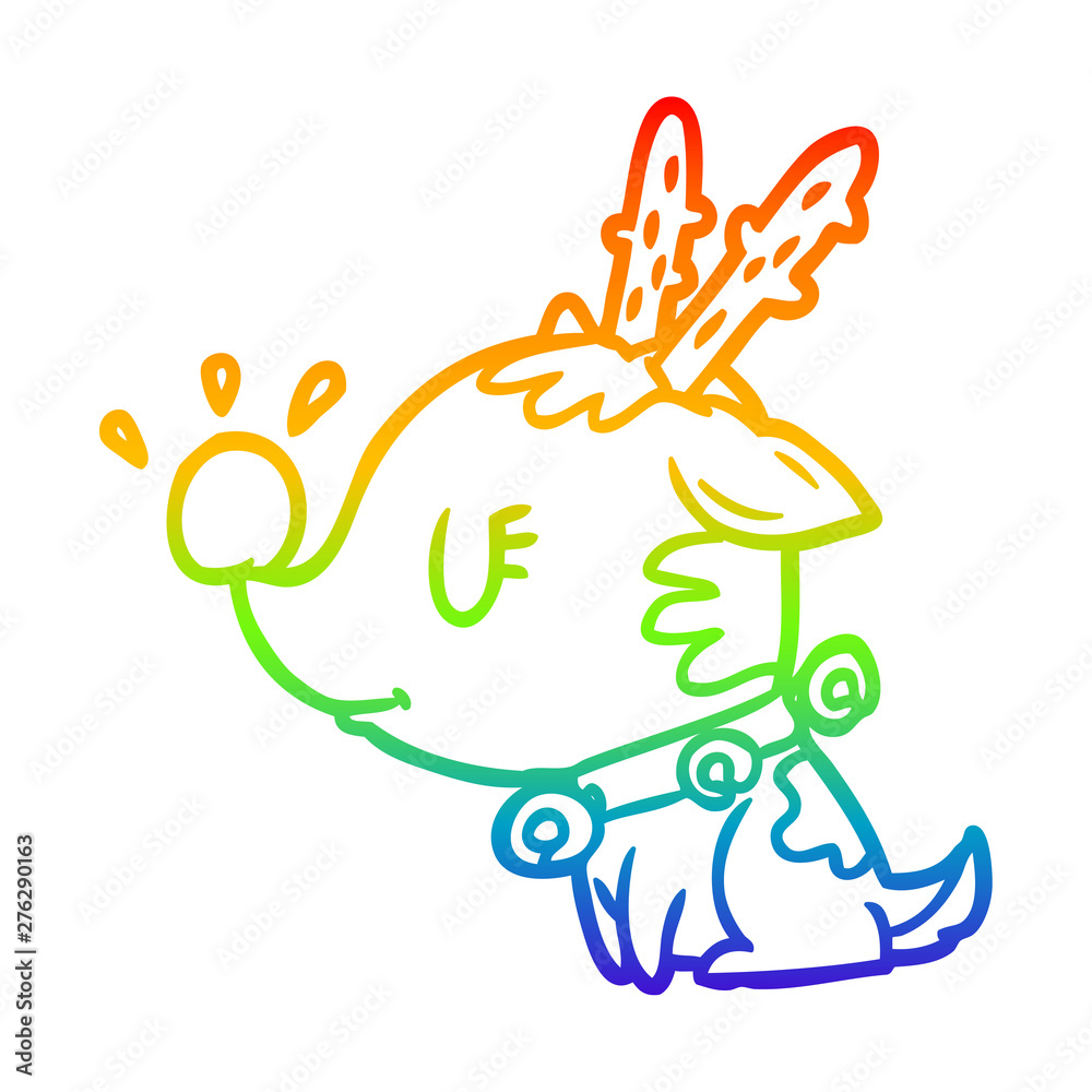 Obraz premium rainbow gradient line drawing christmas reindeer