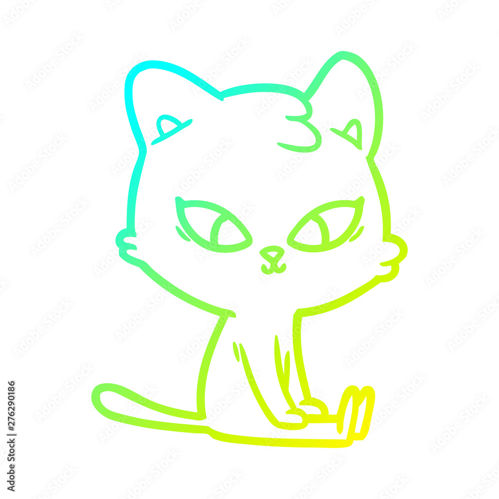 cold gradient line drawing cute cartoon cat cold gradient line drawing cute cartoon cat