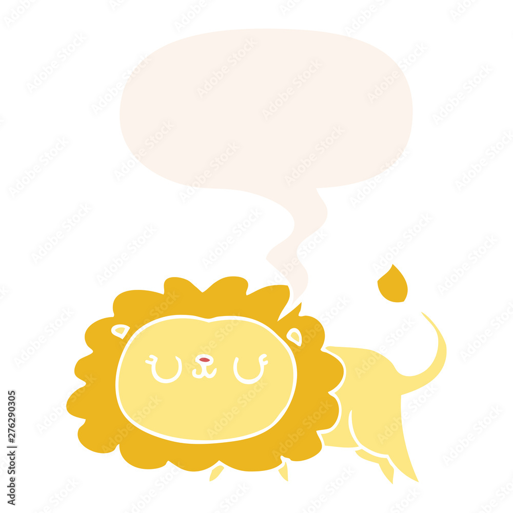 cartoon lion and speech bubble in retro style cartoon lion and speech bubble in retro style