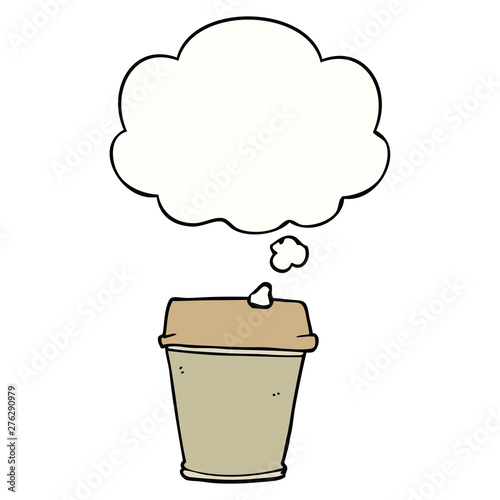 cartoon take out coffee and thought bubble