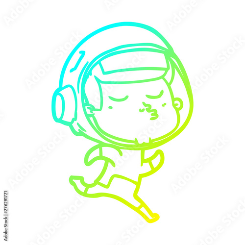 cold gradient line drawing cartoon confident astronaut