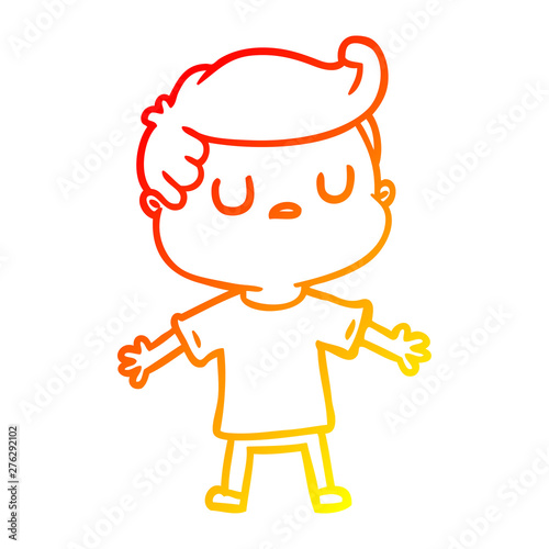 warm gradient line drawing cartoon aloof man