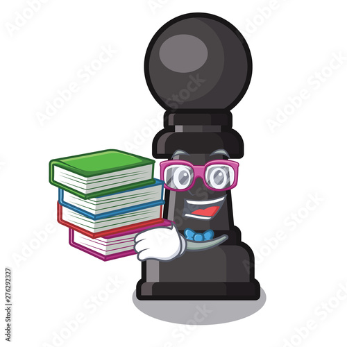 Student with book chess pawn on in the character
