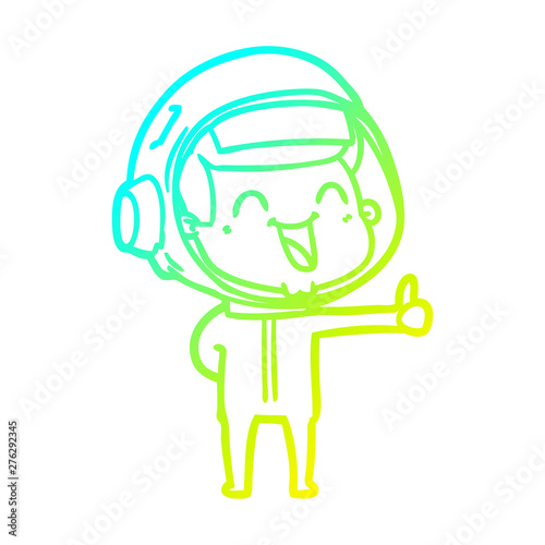cold gradient line drawing happy cartoon astronaut