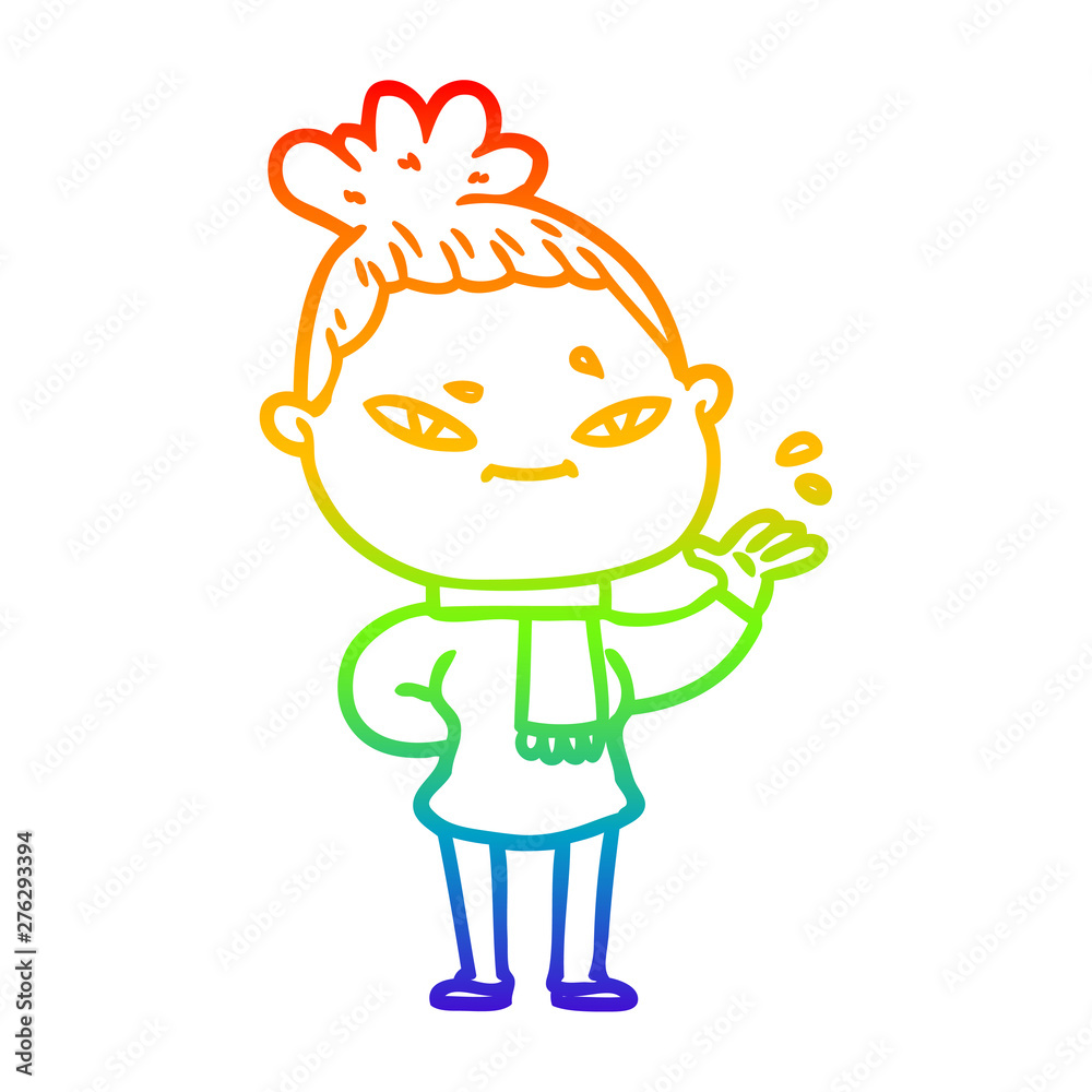 rainbow gradient line drawing cartoon woman rainbow gradient line drawing cartoon woman