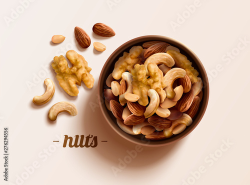 Integrated nuts 3d illustration