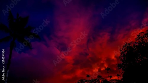 a cinemagraph or animated photo of the lava glow from Pahoa hawaii. the eruption created an everlasting sunset through the night. it could be seen for miles around. photo