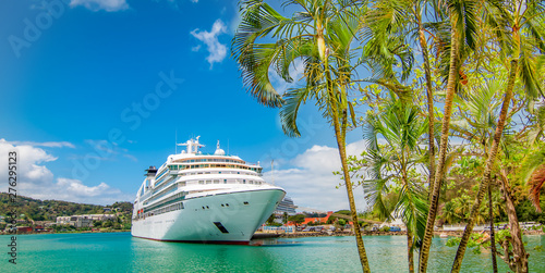 Cruise ship docked in Castries, Saint Lucia, Caribbean Islands.