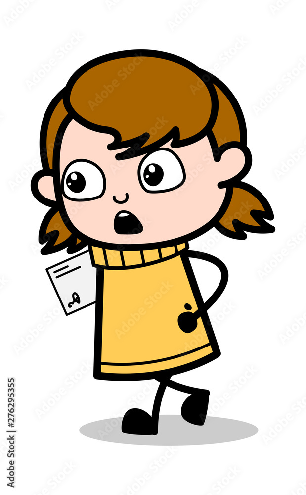 Going in Hurry with File - Retro Cartoon Girl Teen Vector Illustration Going in Hurry with File - Retro Cartoon Girl Teen Vector Illustration