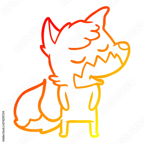 warm gradient line drawing friendly cartoon fox