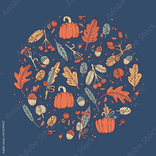 Vector linear design Harvest festival greetings card. Typography ang icon for autumn holiday background, banners or posters and other printables.