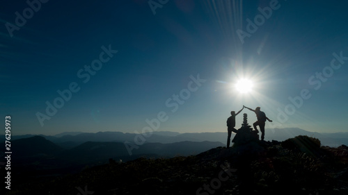 successful people reaching the summit