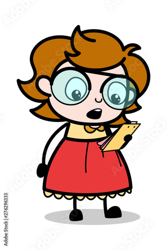 Reading Notes - Teenager Cartoon Intelligent Girl Vector Illustration © TheToonCompany