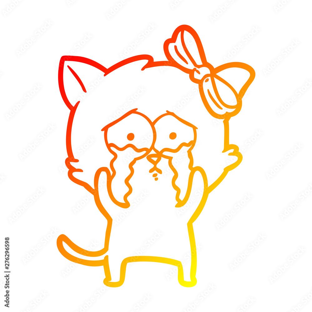 Fototapeta premium warm gradient line drawing cartoon cat