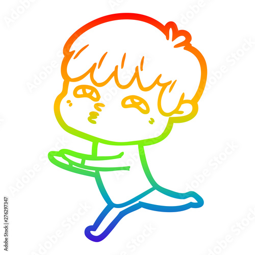 rainbow gradient line drawing cartoon curious man