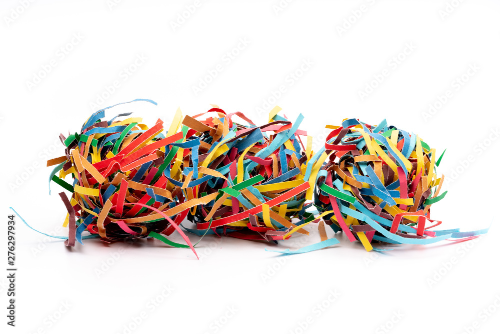 chopped paper on white background