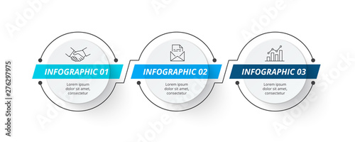Thin lines with circles for business infographic. Abstract elements for presentation with 3 steps.