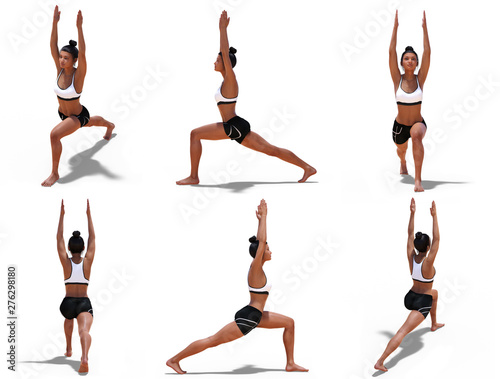 Woman in Yoga Warrior One P...