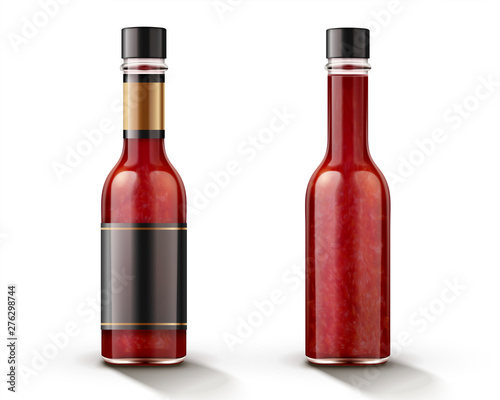 Hot chili sauce bottle mockup