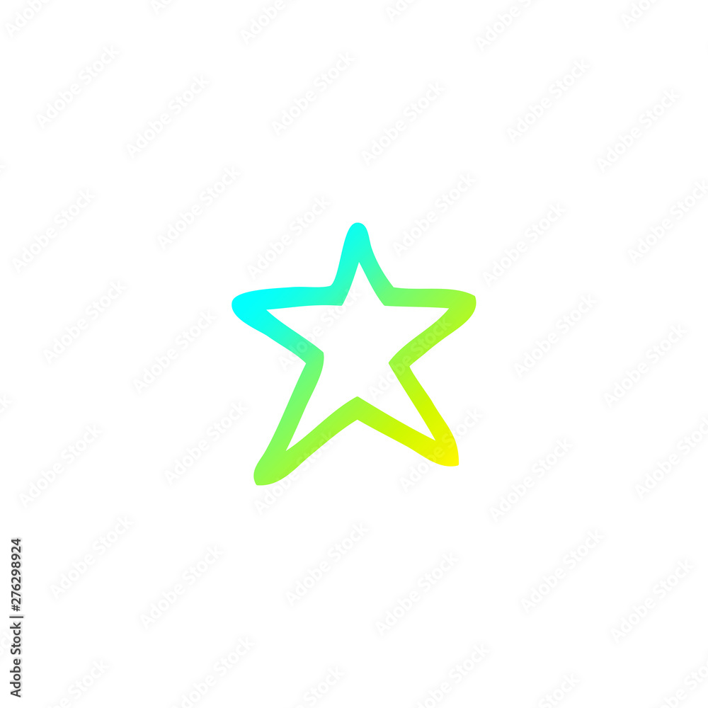 cold gradient line drawing cartoon star symbol