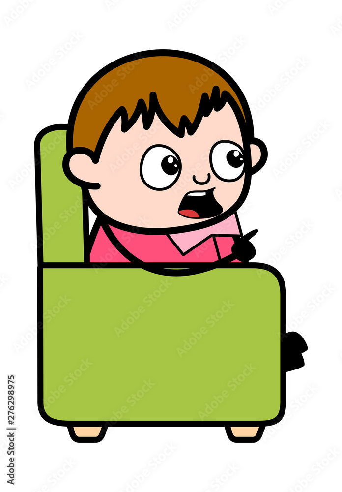 Sitting and Talking - Teenager Cartoon Fat Boy Vector Illustration