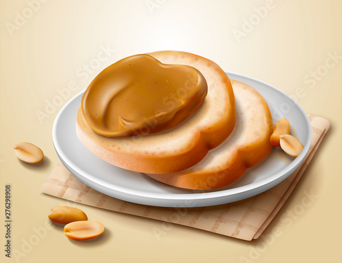 Peanut butter spread on toast