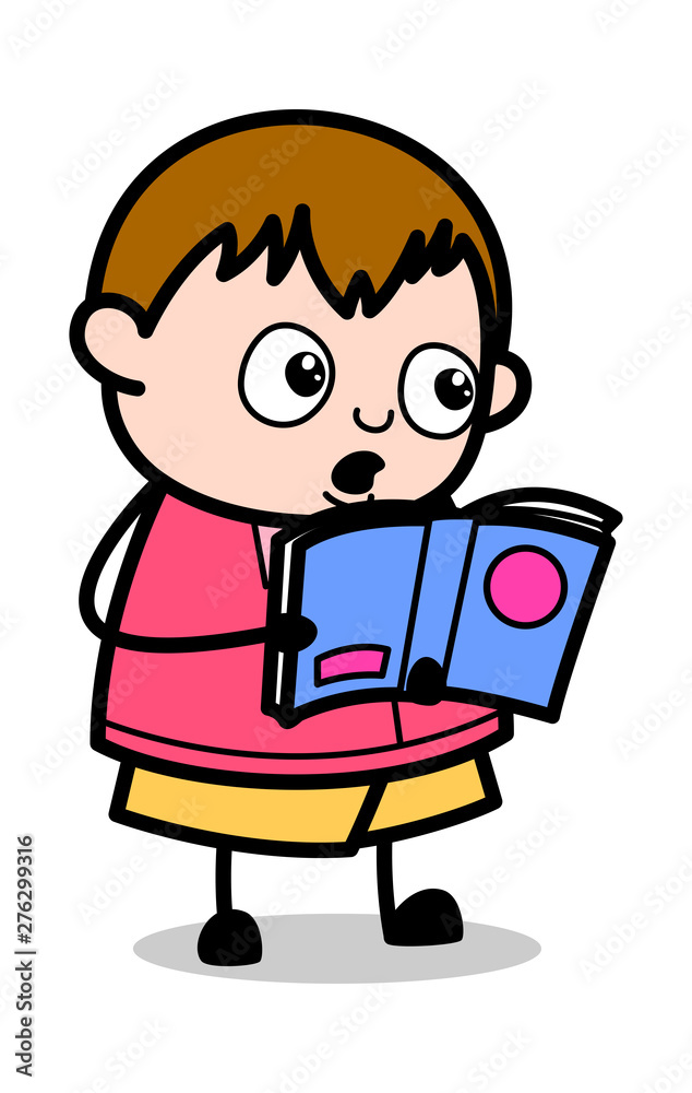 Reading a Book - Teenager Cartoon Fat Boy Vector Illustration Reading a Book - Teenager Cartoon Fat Boy Vector Illustration