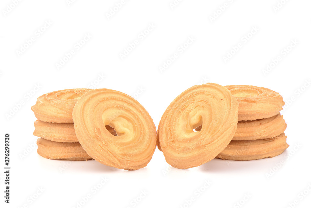 Round butter biscuits isolated on a white background. Round butter biscuits isolated on a white background.