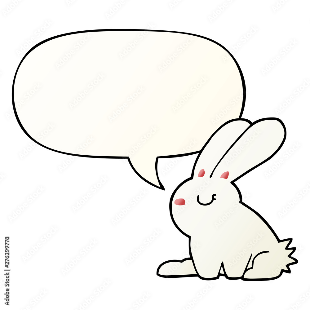 cartoon rabbit and speech bubble in smooth gradient style cartoon rabbit and speech bubble in smooth gradient style