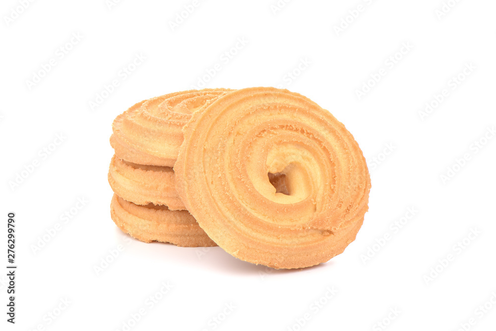 Round butter biscuits isolated on a white background. Round butter biscuits isolated on a white background.