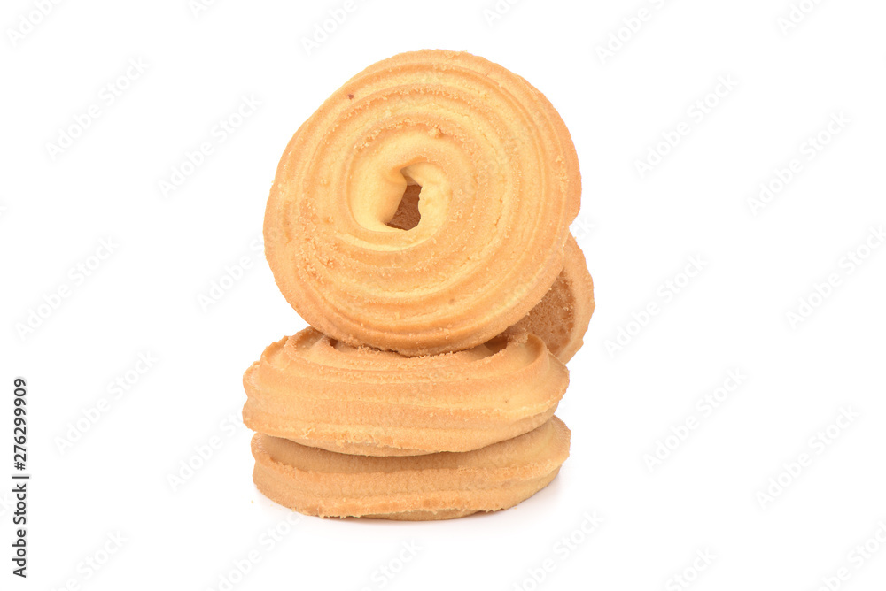 Round butter biscuits isolated on a white background. Round butter biscuits isolated on a white background.