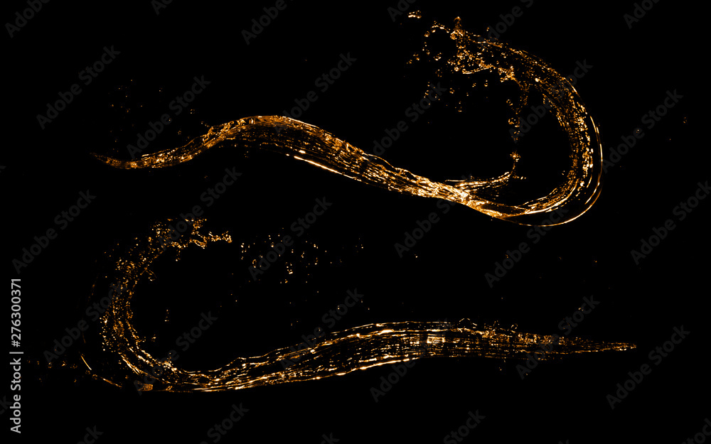 Golden splashes collection isolated on black background Golden splashes collection isolated on black background